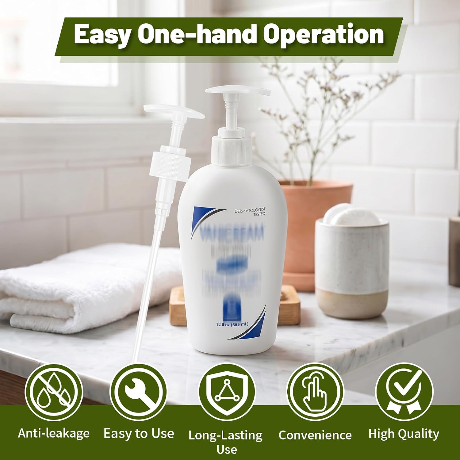 Body Wash Pumps Compatible with Vanicream，355ml/12 fl oz Bottles,Pump Dispenser for Vanicream Gentle Body Wash, 3-PackBOTTLES NOT Included(Bottles No Include)