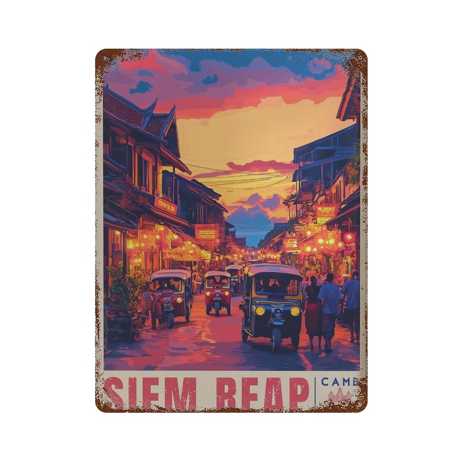 xiaoxiaoshen Siem Reap Travel Cambodia Wall Decor Art Metal Tin Poster Modern Home Decor Art Home Bar Shop Decorations Vintage Sign 40x30cm