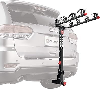 Allen Sports Deluxe+ Locking Quick Release 4-Bike Carrier for 2 in. Hitch, Model 840QR, Black