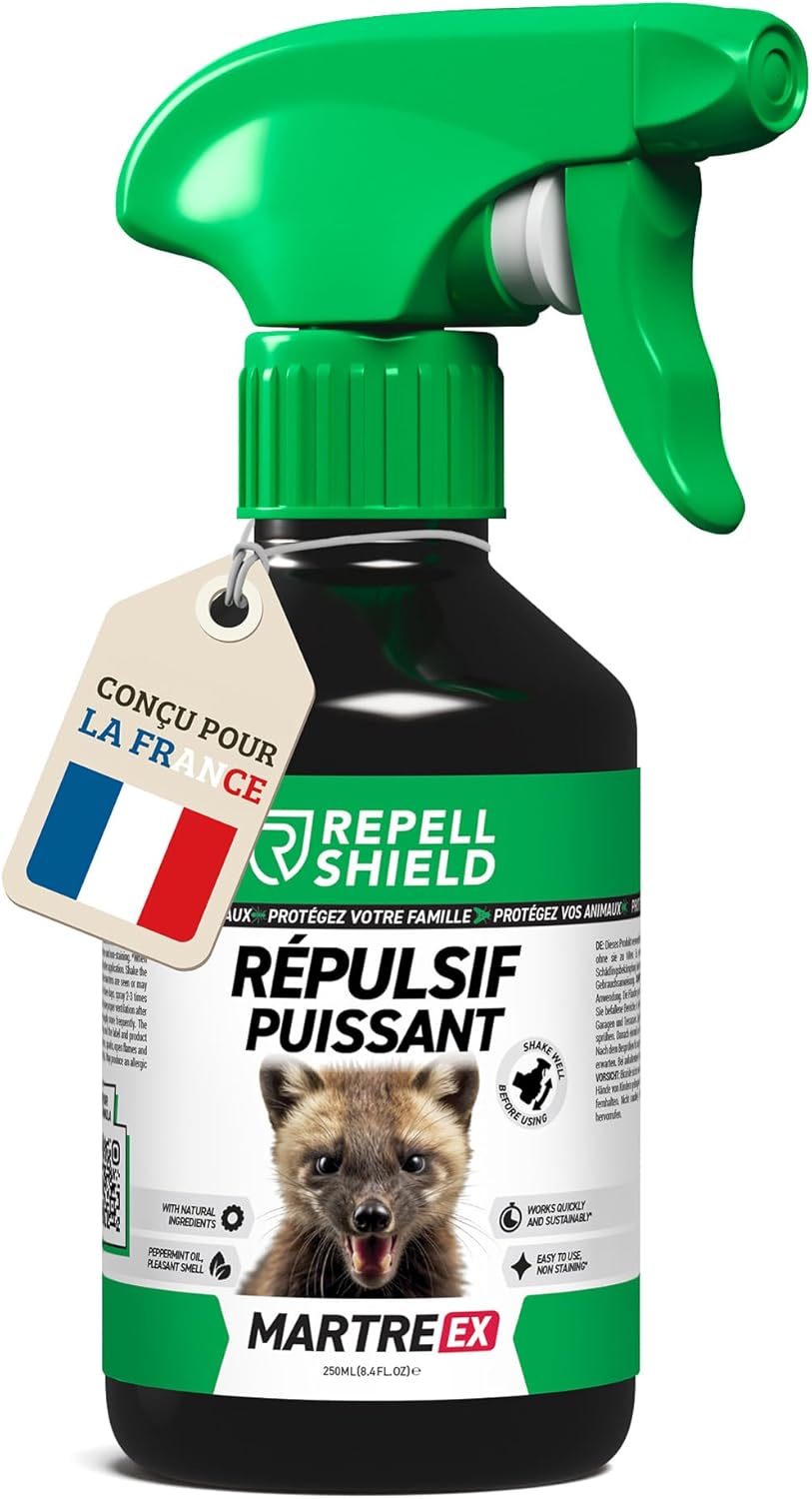 RepellShield® Répulsif Anti Fouine et Anti Martre Voiture -250ml- Menthe Poivrée - Non Tachant - Usage Intérieur & Extérieur - Anti Rongeur Voiture, Grenier, Jardin - Éloigne les Animaux Nuisibles — vue 2