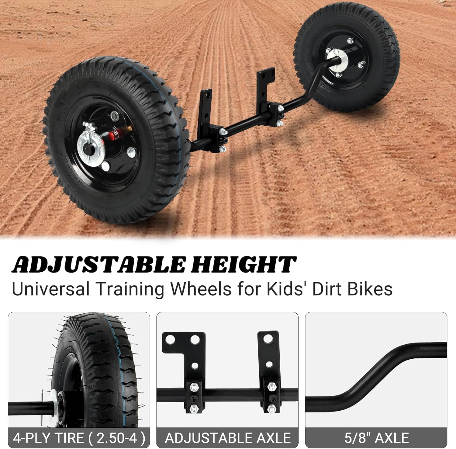 (2-Pack) 2.50/2.75-10 Dirt Bike Inner Tubes & Training Wheels Adjustable Height, Compatible with Honda Crf50 /Xr50, Razor MX650 / MX500, Suzuki DRZ70 / JR50, Yamaha PW50