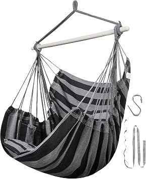 Lulladle Hammock Chair Hanging Rope Swing - Hammock Chair Bedroom - Swing Chair Indoor - Hanging Chair Outdoor - Weight 500 lbs