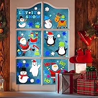 Vista 7 de XIMISHOP 6 adhesivos de gel de Navidad: decoración de ventana de pingüino de Papá Noel, muñeco de nieve, copo de nieve