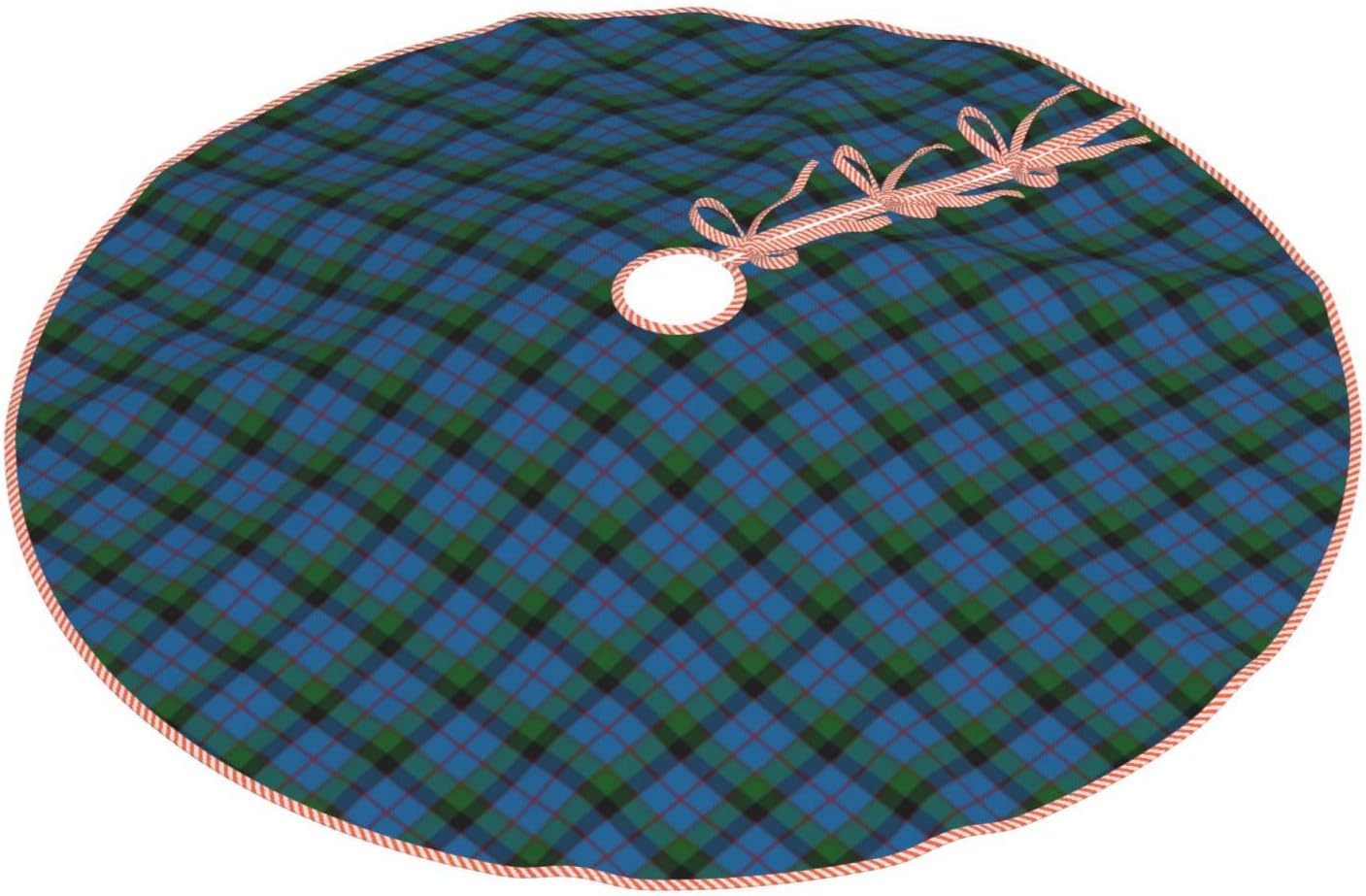 Christmas Tree Skirt 48" Clan MacWilliam Tartan Linen Xmas Tree Skirt for Holiday Party Christmas Tree Mat Decorations Indoor Outdoor