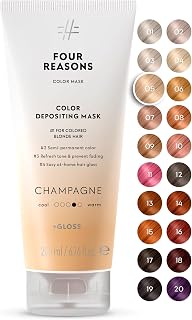 FOUR REASONS Color Mask, Champagne Blonde (27 Colors) – Hair Gloss & Color Depositing Conditioner – Semi Permanent Hair Toner for Color-Treated Hair Color For Women – Vegan & Cruelty-Free – 6.76 fl oz