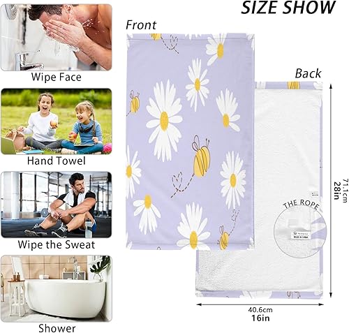Miniatura 3 de Purple Daisies - Juego de 2 toallas de mano, altamente absorbentes, suaves, decorativas, de algodón, para cocina y baño, 16 x 28 pulgadas