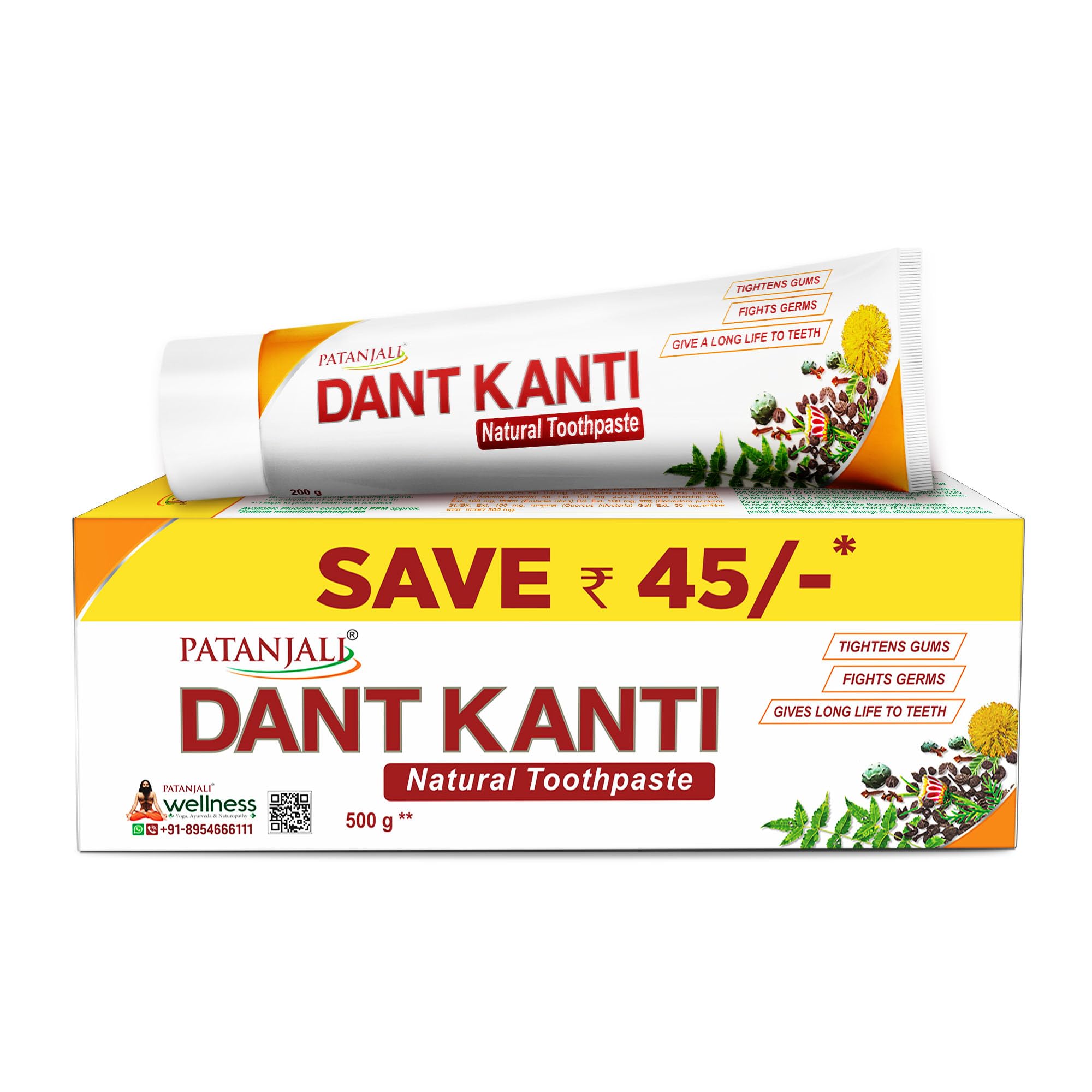 Patanjali Dant Kanti Natural Toothpaste 500g (2x200g + 100g), Super Saver Value Pack, Strengthens Teeth, Tightens Gums & Promotes a Cavity-Free, Healthy Smile-image-13