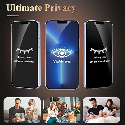 Miniatura 2 de Paquete de 2 Protector de pantalla de privacidad para iPhone 14 Plus  iPhone 13 Pro Max 2021 de 67 pulgadas película de vidrio templado antiespía