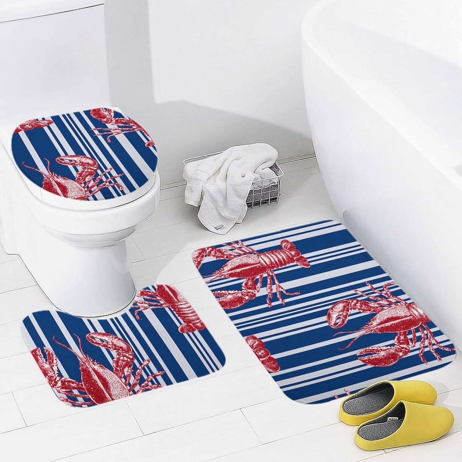 Lobster Blue Stripes Boys Girls Short Sleeve Shirts Graphic T-Shirts Crewneck Casual Printed Tee