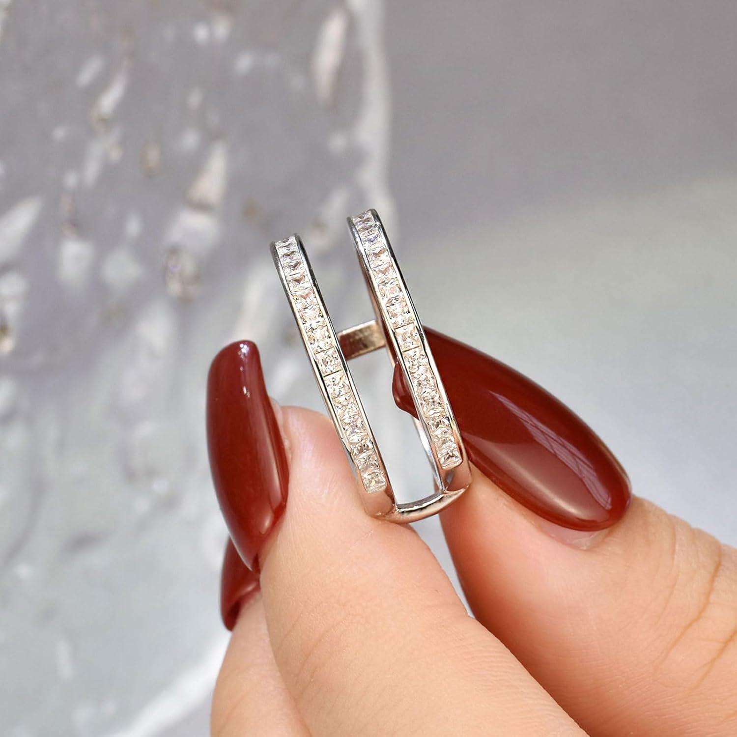 Wuziwen Vintage Princess Ring Enhancer for Women Wedding Band Set 925 Sterling Silver Eternity Rings