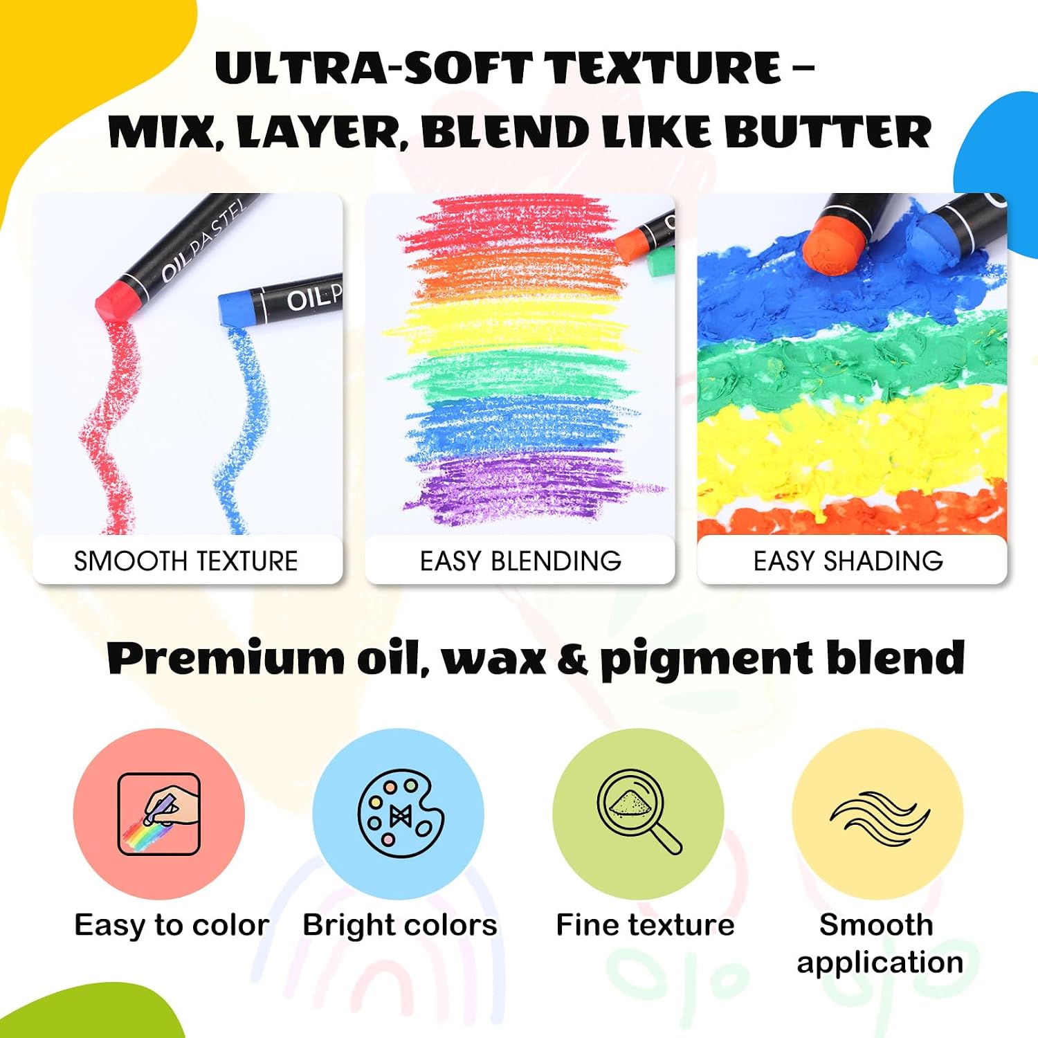 Geyoga 192 Pcs Soft Oil Pastels Bulk Artists Oil Crayons for Art Junior Painting Blending Layering Shading Drawing(16 Colors)