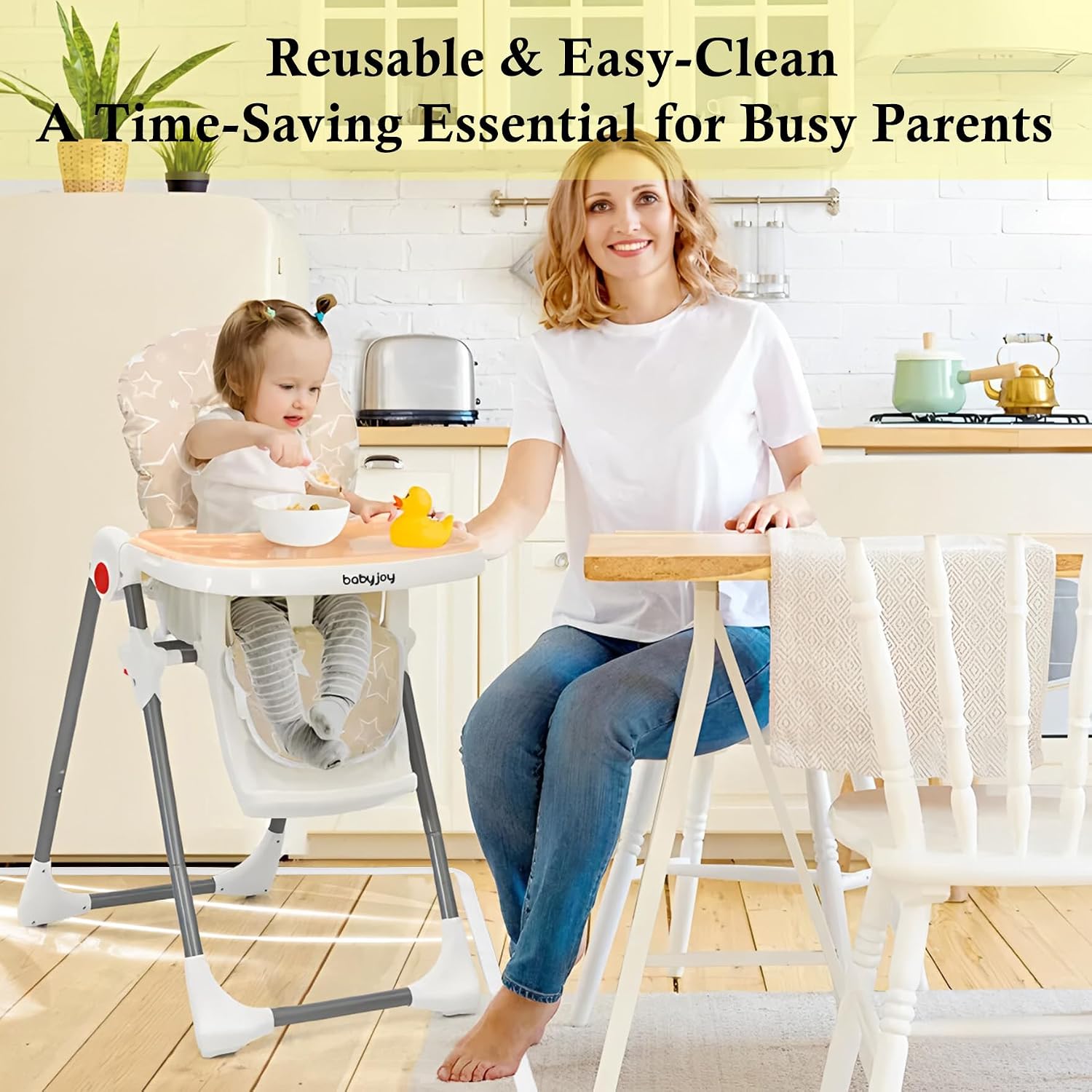 Klmnop 3 Pack Waterproof Splat Mat for High Chair, 50''x50'' Washable Baby Mealtime Splat Mat - Reusable Plastic Under Highchair Floor Protector for Play & Art(Clear)