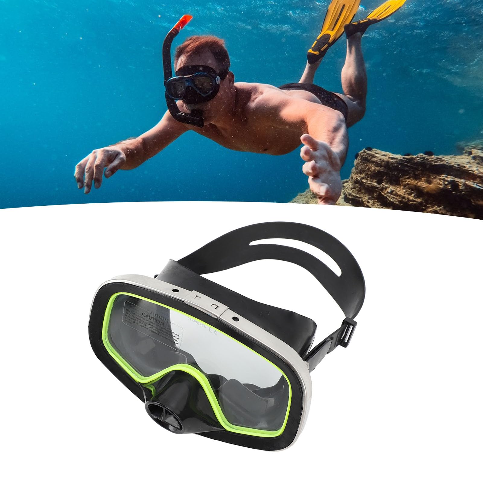 Taucherbrille, wasserdichte Silikon-Unterwasserbrille mit Gehärteter Glaslinse und Klarer Sicht, Kratzfeste, Bequeme Schutzbrille Zum Schnorcheln, Schwimmen, Tauchen