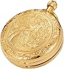 Tiong Men's Luxury Pocket Watch Engraved Phoenix Mechanical Hand Wind Double Hunter Pocket Watches with Chain & Box Gifts for Father's Days