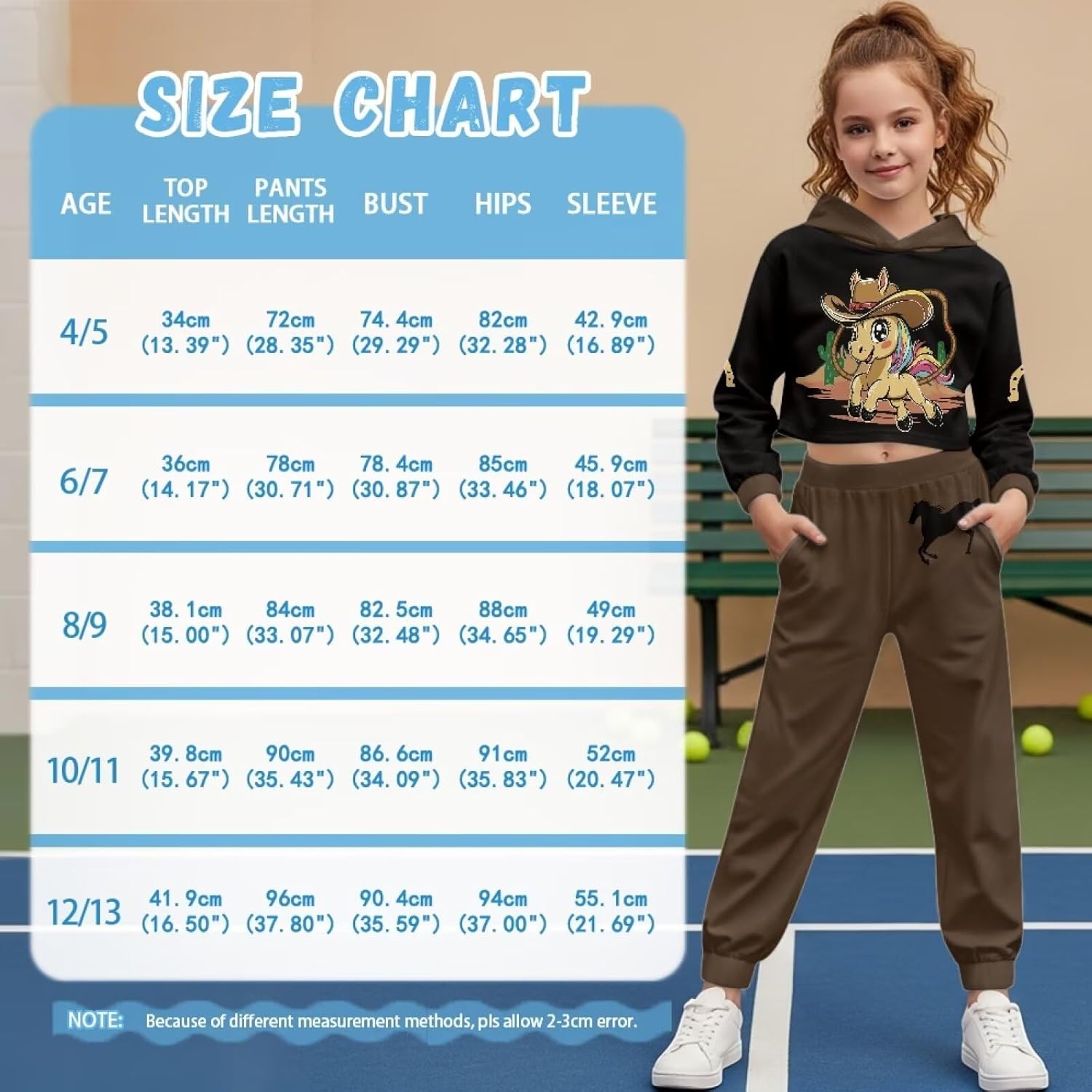 Xoenoiee Girls 2 Piece Outfit Crop Top Hooded Sweatshirt Sweatpants Fashion Clothing Sets Long Sleeve Tracksuits for 4-13Y
