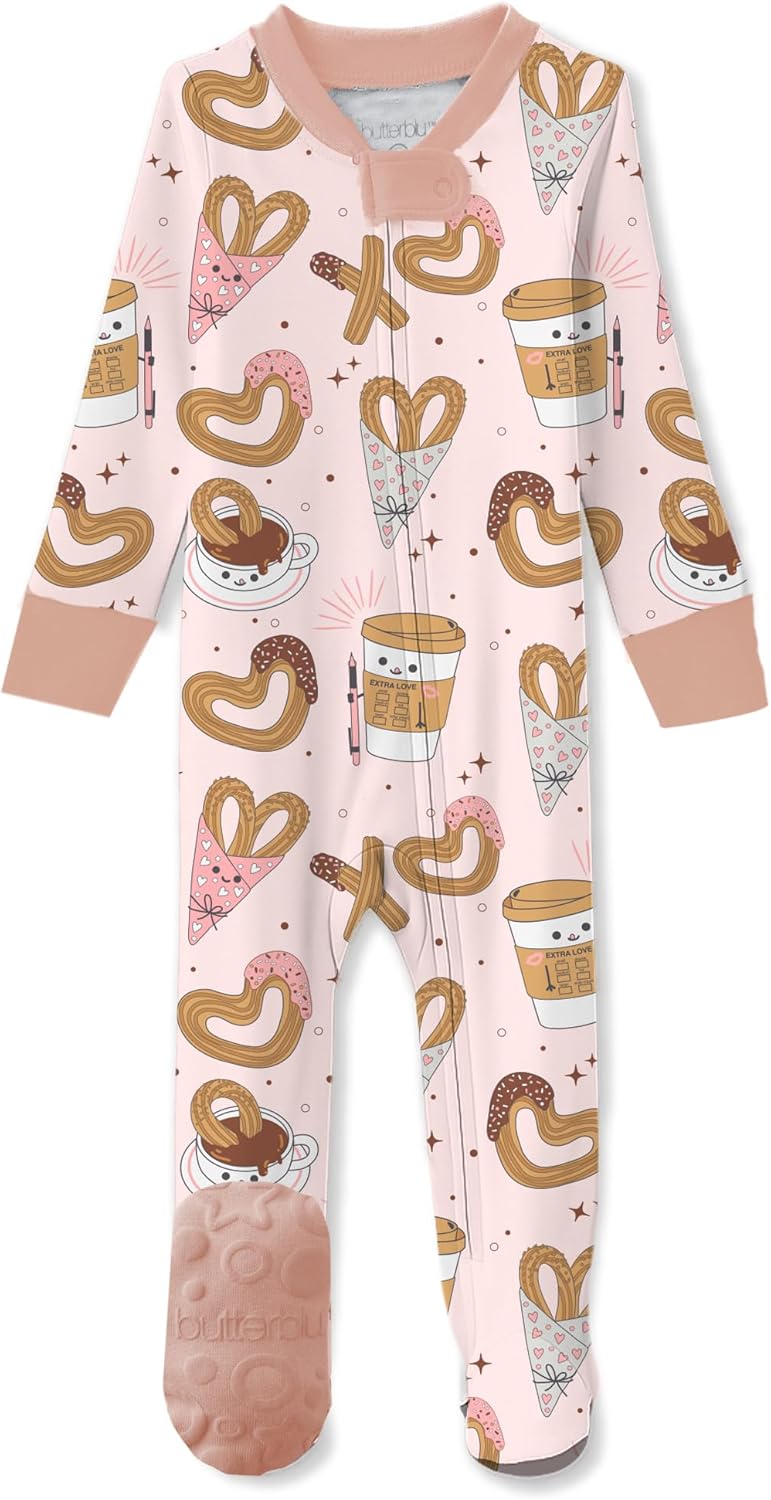 Cruz Snug-fit Footed Baby Pajamas 100% Organic Cotton Zip Front Sleeper Pjs W/Grippers for Baby Girls​