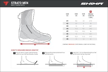 SHIMA STRATO Motorcycle Boots for Men - Vented, Reinforced Lightweight Long Biker Riding Boots with ATOP Fast-Closure System, Ankle Protection, Non-slip Sole, Reflective Panels (Black, 7,5)