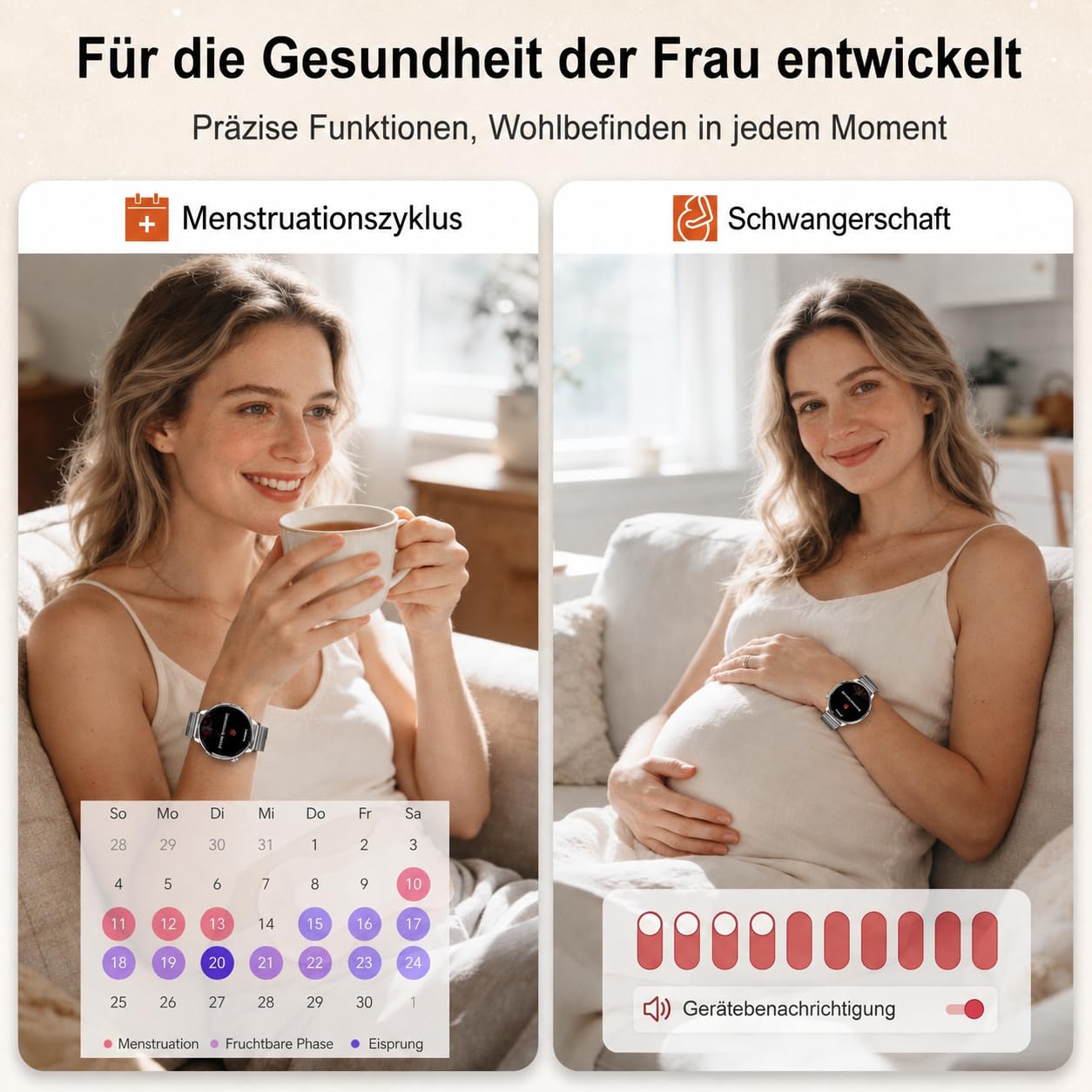 Smartwatch Donna Chiamate BLE5.3, 1,27'' HD Schermo Orologio Smartwatch Rotondo con Notifiche Messaggi/120+ Sportive/Cardiofrequenzimetro/SpO2/Sonno, Smart Watch Donna IP68 per Android iOS, Argento