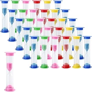 JAPCHET 30 Packs 1 Minute Sand Timer, 3.4x1 Inch Hourglass Sandglass Clock, Countdown Bulk Set Timers for Classroom School Prize Party Favors, 5 Colors