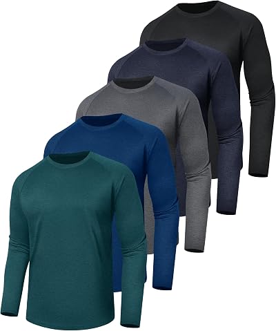 LalaHooK 5 Pack Long Sleeve Shirts for Men Sun Protection Quick Dry Fishing