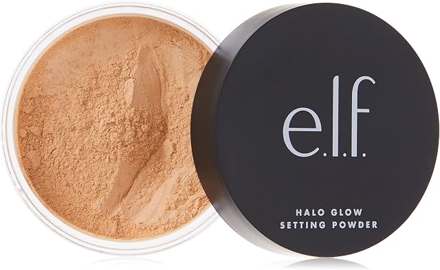 e.l.f, Halo Glow Setting Powder, Silky, Weightless, Blurring, Smooths, Minimizes Pores and Fine Lines, Creates Soft Focus Effect, Medium, Semi-Matte Finish 6.8g
