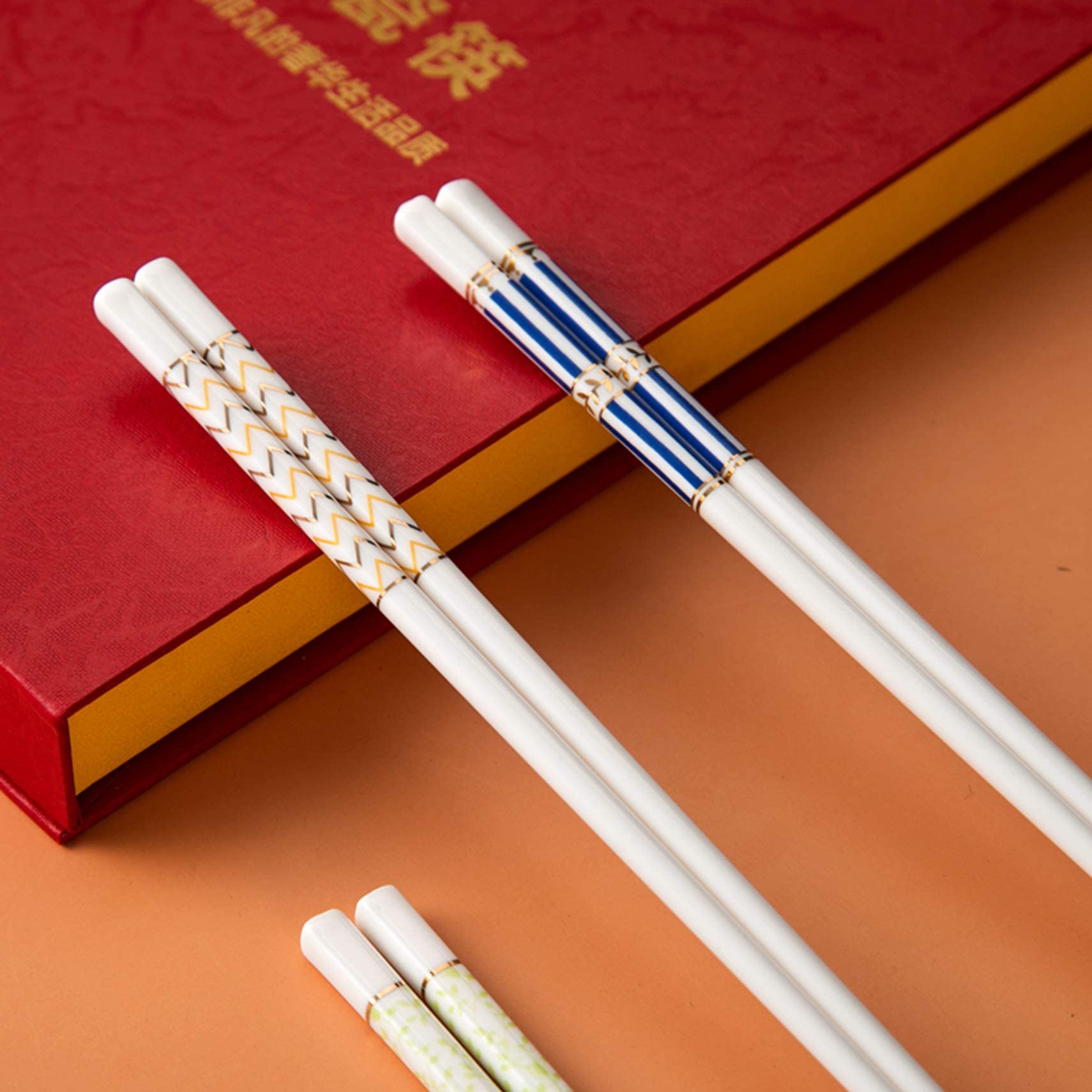 Lot de 10 Baguettes en céramique Chinoise, en Porcelaine, de Haute qualité, réutilisables, lavables au Lave-Vaisselle, idéales pour remplacer Les Baguettes en Bambou ou e
