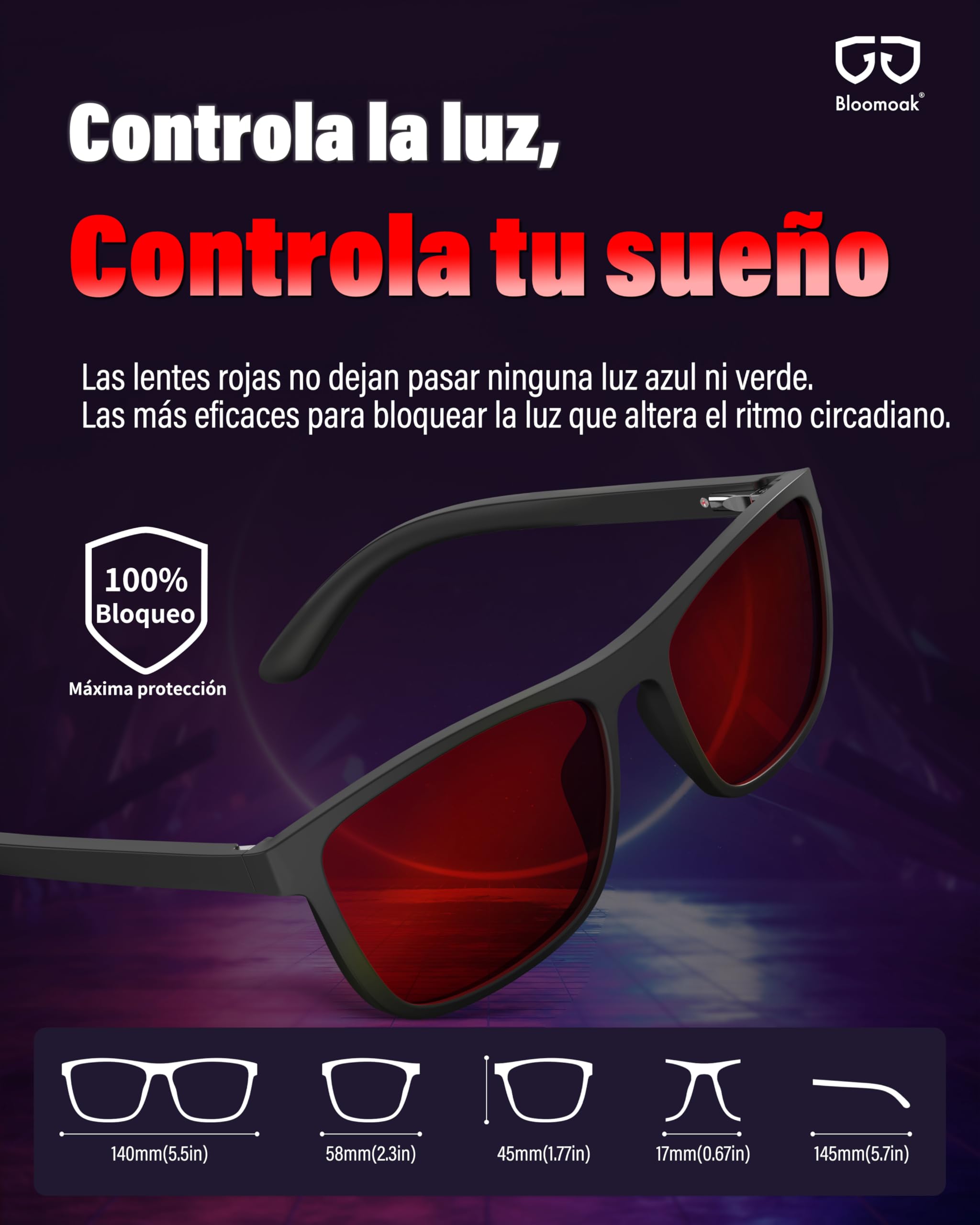 Bloomoak-99% Gafas de bloqueo de luz azul-Antideslumbrantes-Antifatiga-TR90-Adecuado para pantallas, juegos, tvs