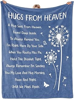Memorial Sympathy Gifts for Loss of Loved One Mom Dad, Bereavement Gifts, in Memory of Loved One Gifts, Hugs from Heaven Memorial Blanket, Soft Grey Blue Sympathy Throw Blanket 60" x 50"