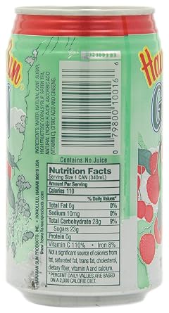 Hawaiian Sun Green Tea Lychee with Ginseng, 11.5-Ounce Cans (Pack of 24)