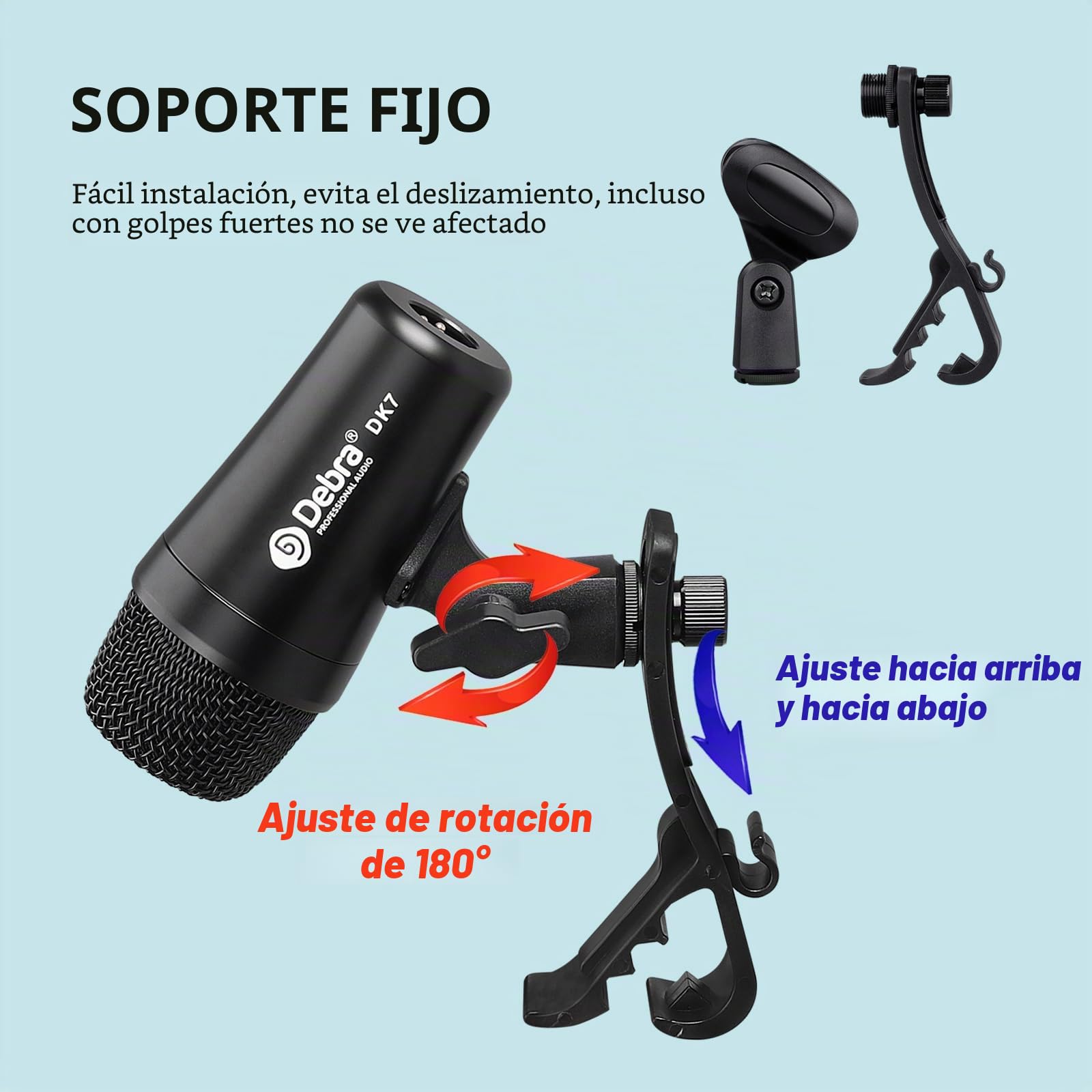 D Debra DK7 Pro - Kit de 7 micrófonos con Cable para batería (Incluye micrófonos, Clip de micrófono, con Opciones para Bateristas, cajoneras, Rack/Floor TOMS, Congas y Cymbals