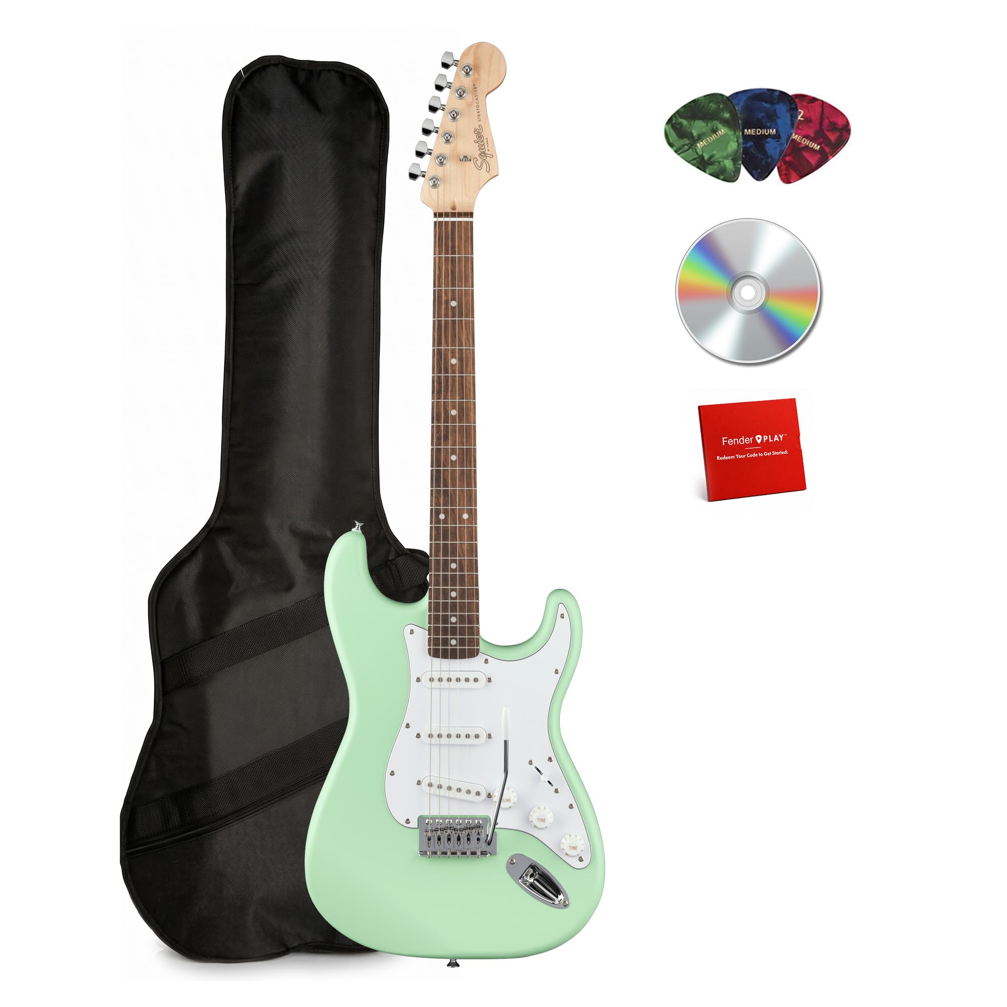 Squier Strat エレキギター ブラック ギターケース付き Squier by Fender SONIC STRATOCASTER HSS Black エレキギター初心者14