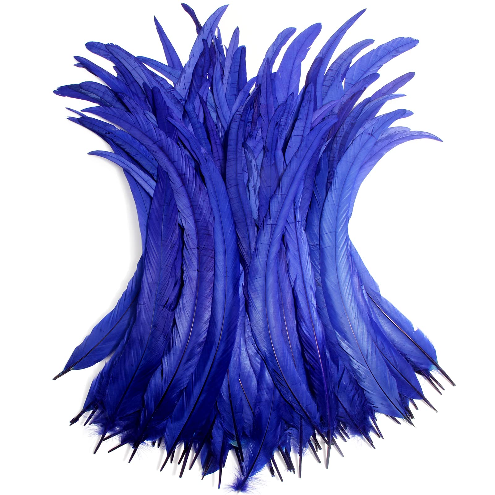THARAHT 20PCS Rooster Coque Tail Feathers Bulk Natural 12-14Inch 40-45cm for Crafting Wedding Fly Tying Feather Party Performances DIY Decoration Rooster Tail Feather,Blue — image 1