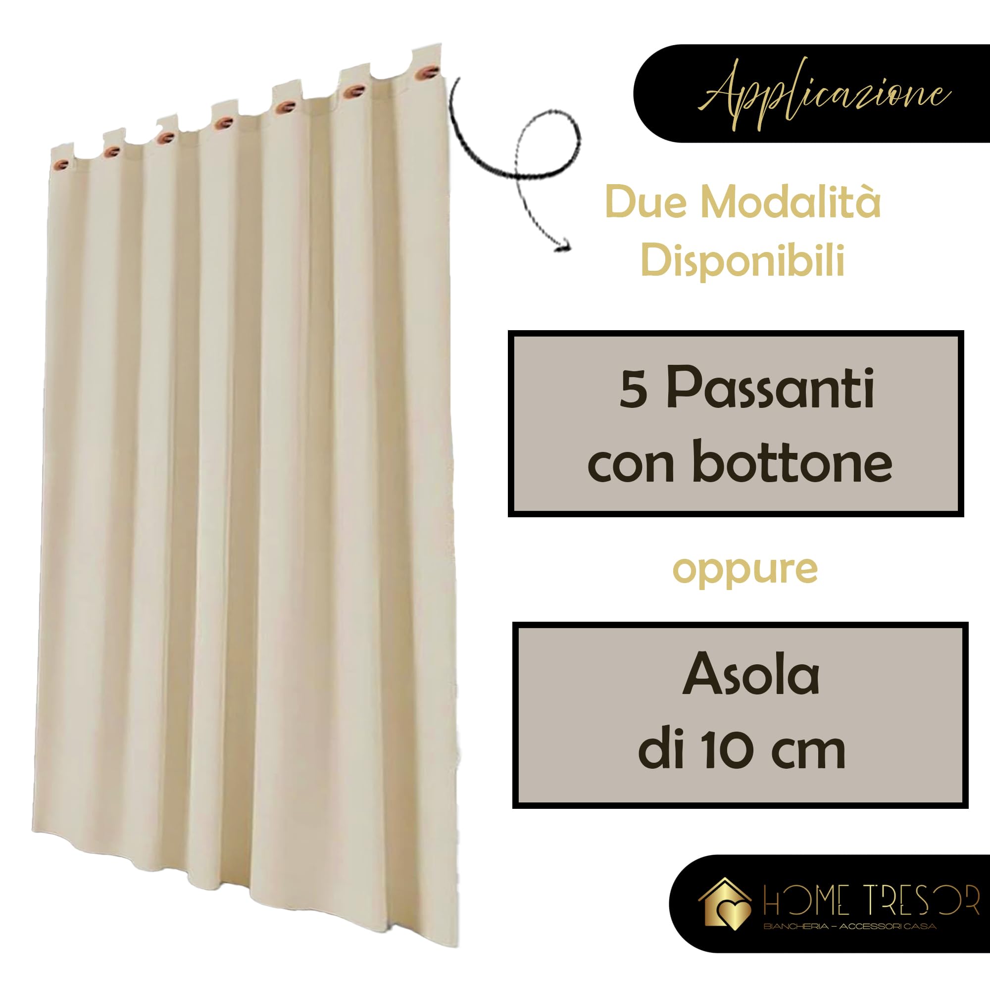 Home Tresor Tenda per Gazebo 160 x 270 cm da Esterno Impermeabile Antivento con Passanti e Bottoni, Oscurante e Lavabile – Idrorepellente per Pergolato Balcone Giardino - 1 Pannello, Crema