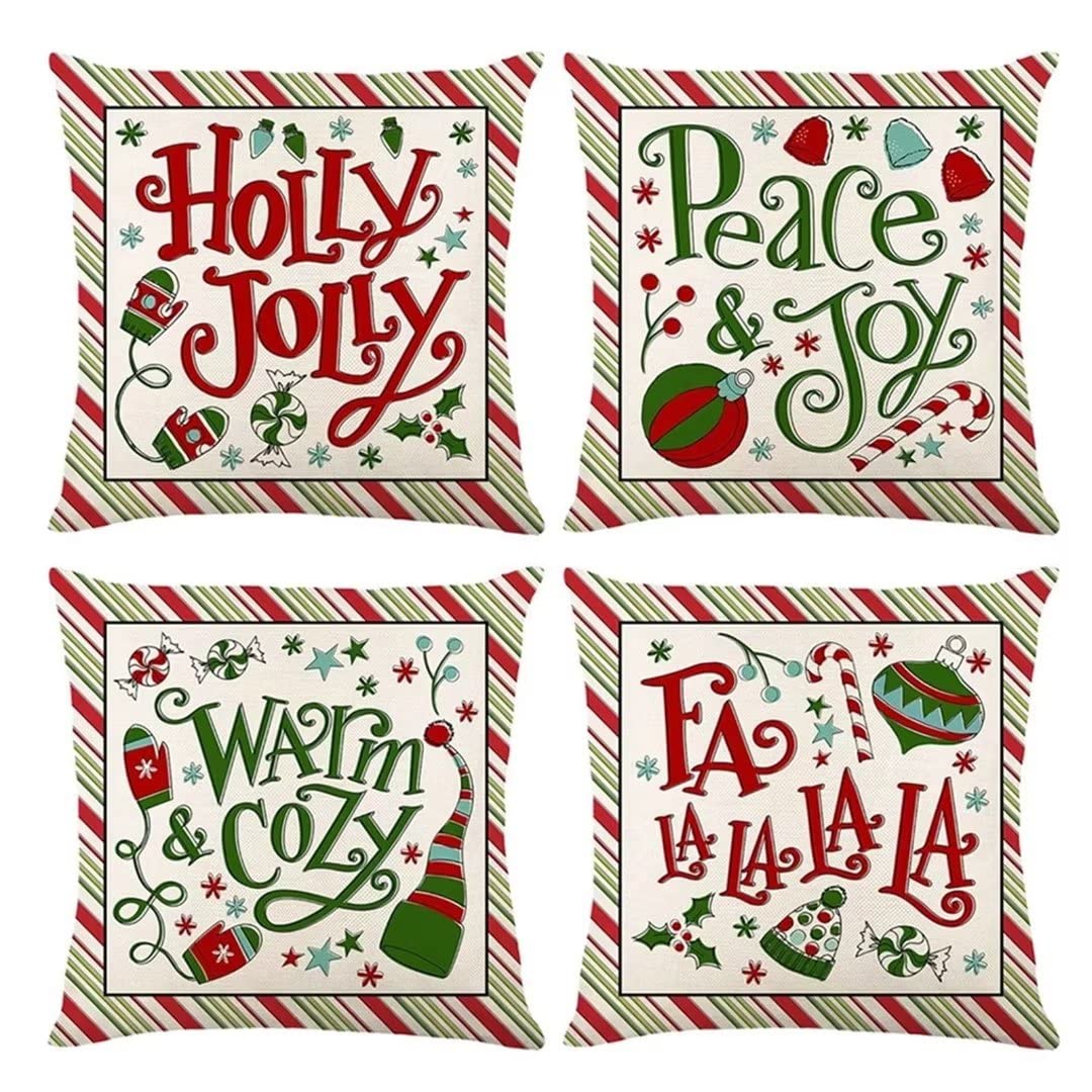 Housse de coussin Noël velours lot de 4 taies décoratives, le cadeau parfait pour la maison