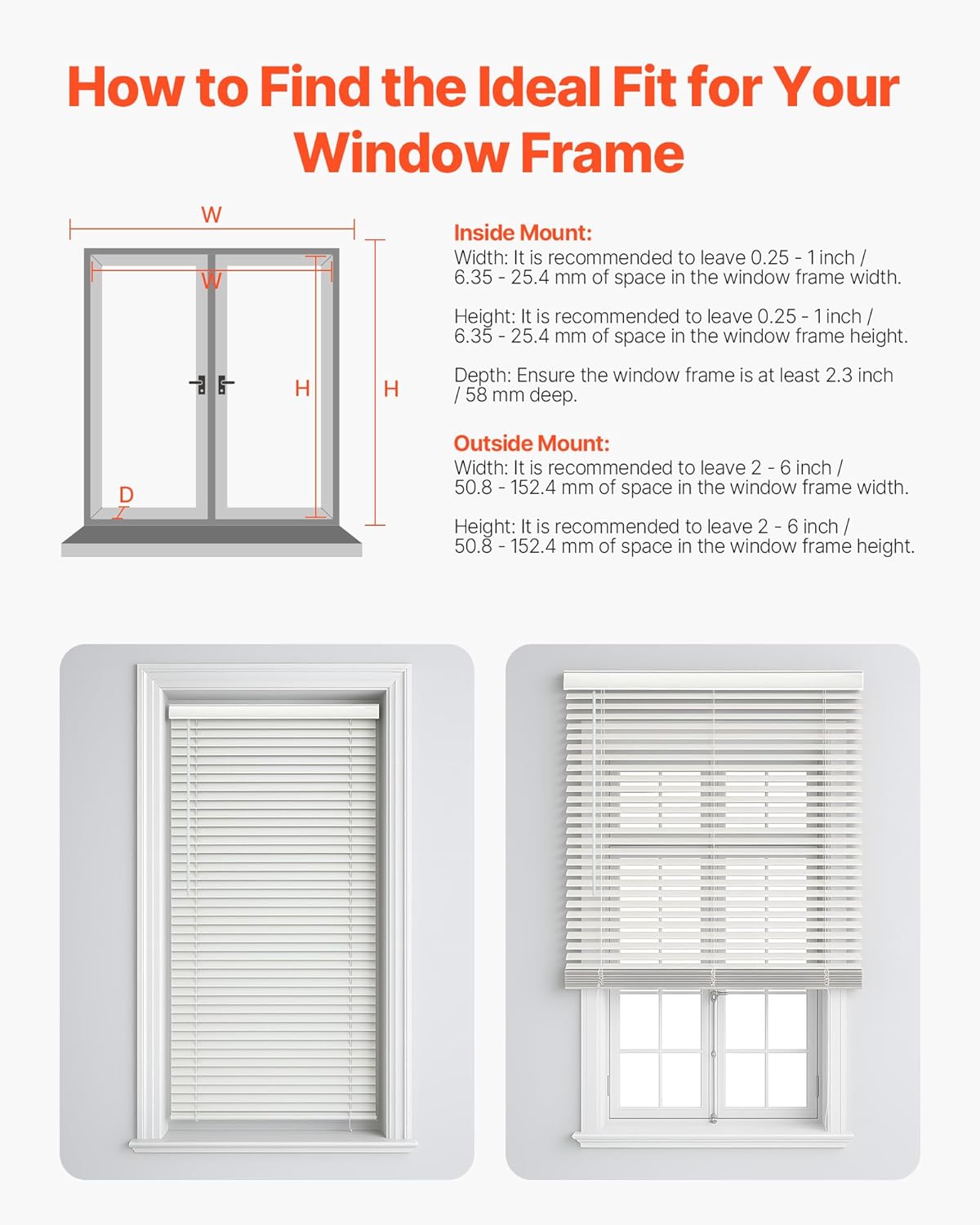 VEVOR Faux Wood Blinds, 2" Slat, 34.5" W x 60" H, Cordless Window Blinds and Shades with Decorative Board, Easy to Clean and Simple Light Adjustment, for Room Darkening, Home Interior Windows, White
