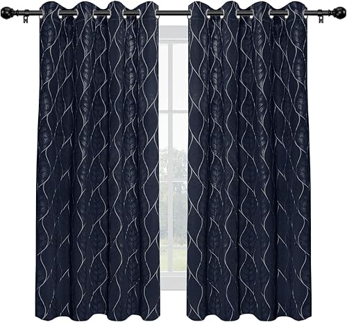 Easy-Going Cortina opaca 100 % jacquard 3D, elegante textura con bloqueo de luz, para sala de estar, lujosa cortina gruesa que reduce el ruido, 2