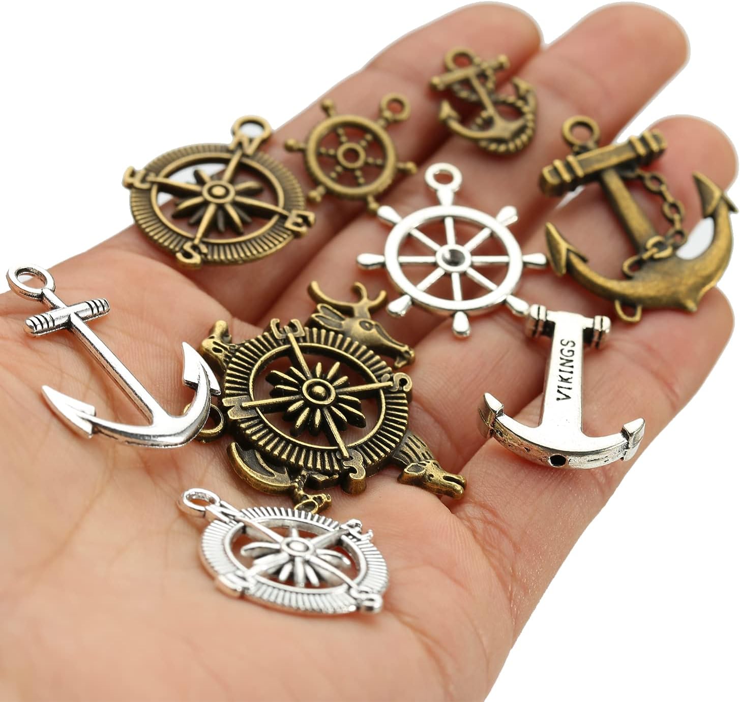 Anchor Steering Wheel Steampunk Charm Alloy Assorted Nautical Rudder Helm Fishhook Charm Pendant Connector for Sailor Navy DIY Jewelry Making image 3
