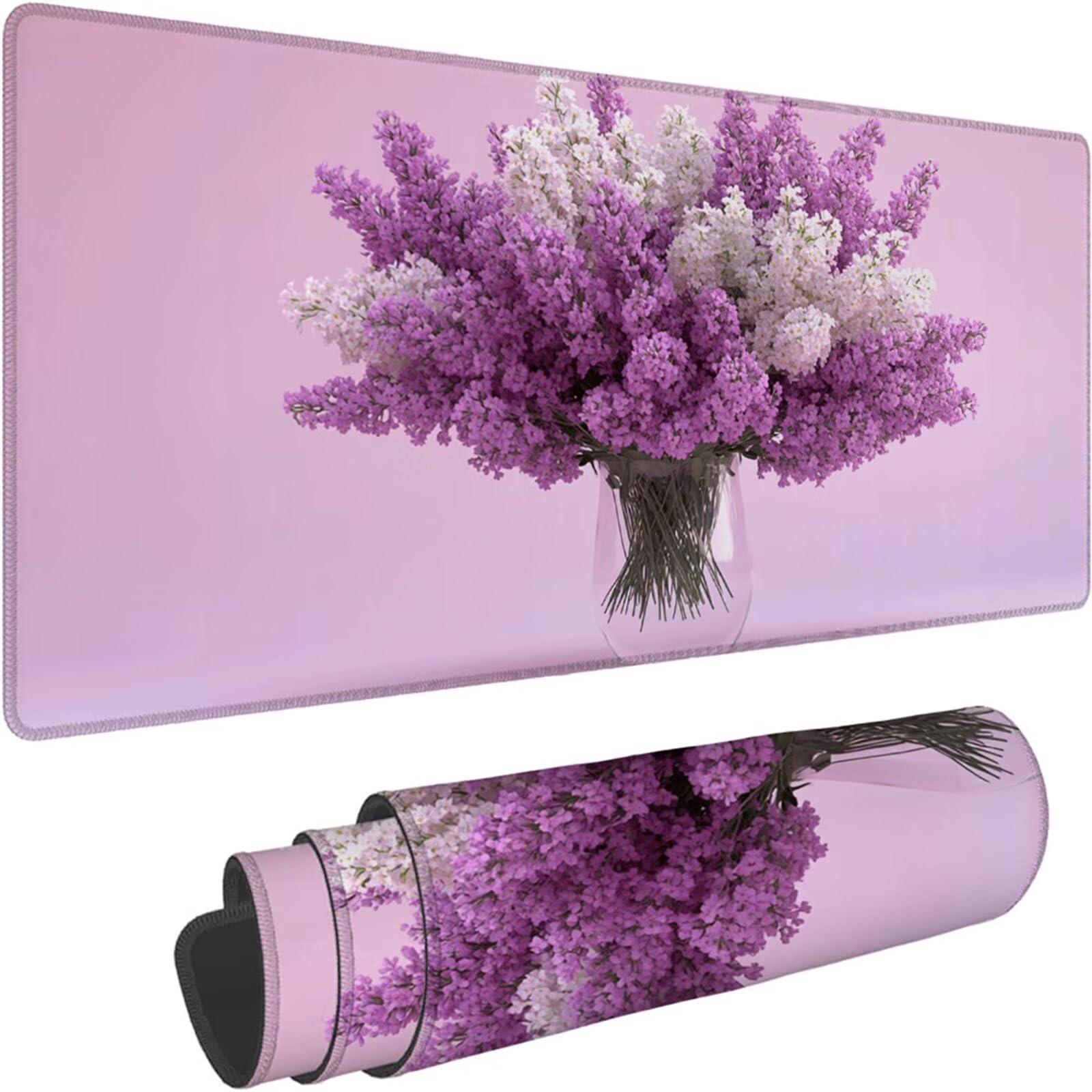 Gamingowa podkładka pod mysz 1200 x 600 x 3 mm, XXL, wodoszczelna, odporna na ścieranie, z przyszytymi krawędziami, różowa, podkładka na biurko, poprawia prędkość i precyzję, pod laptopa, komputer
