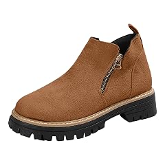 Ankle Boots for Women Classic Low Heel Chunky Platform Booties Fall Winter Non Slip Outdoor Walking Shoes Casual