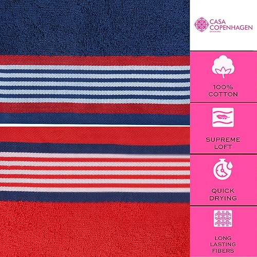 Miniatura 3 de CASA COPENHAGEN Diseñado en Dinamarca 2 toallas de baño grandes 2 toallas de mano grandes 2 toallas de mano grandes 2 toallas de baño algodón