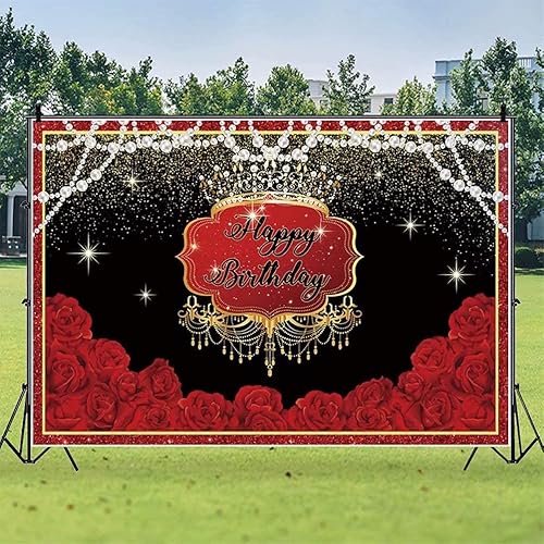 Miniatura 4 de shensu Telón de fondo de fotografía de vinilo de 9 x 6 pies, rosas rojas, manchas doradas, perlas, lujoso fondo de fotos, para mujeres y hombres,