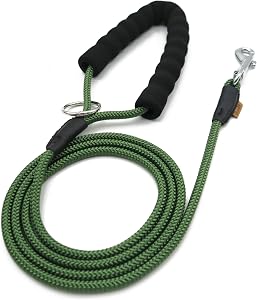 Dog Leash, Braided Rope Traction – Walking Training Lead for Small Dogs ((1/3") x 6FT, Dark Green)