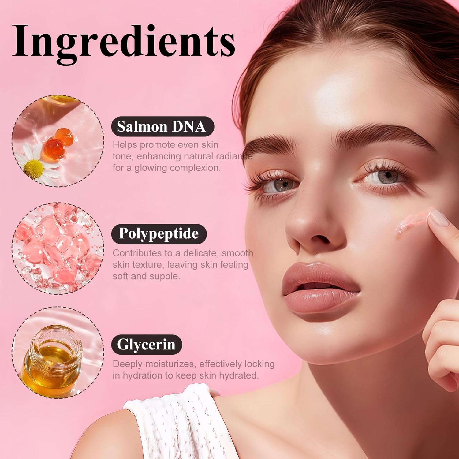 Salmon DNA PDRN Pink Moisturizing Cream,Skin Glow & Elasticity,Non-Greasy Formula,50g/1.76oz - Image 3