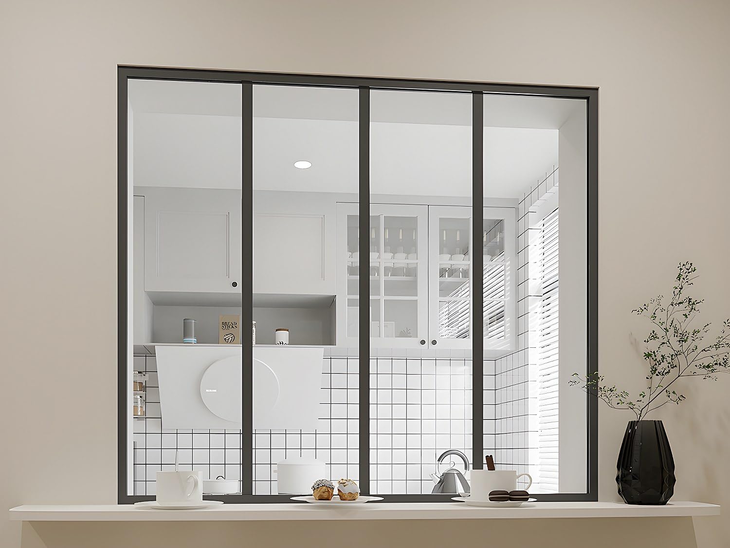 Vente-unique-Cristalera Atelier Bayview de Aluminio termolacado Negro - 120x105 cm