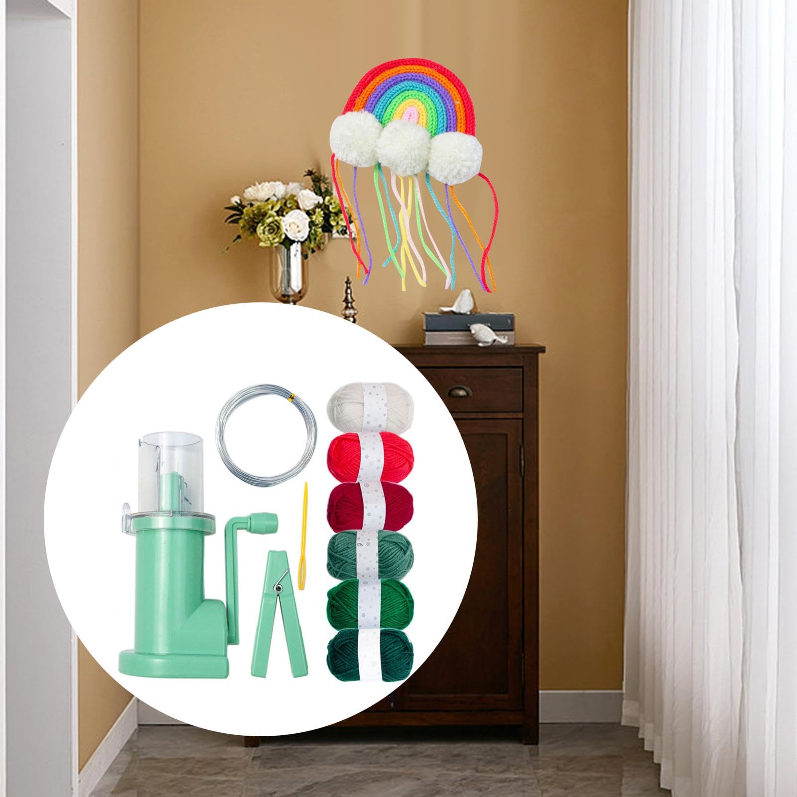 Fancyes Hand Knitting Machine Tool Set Weave Knitting Tool Compact Colorful Yarn Household Weaver Easy Weave Knitter for Crafts DIY Project Crochet, 6 Colors Yarn Set