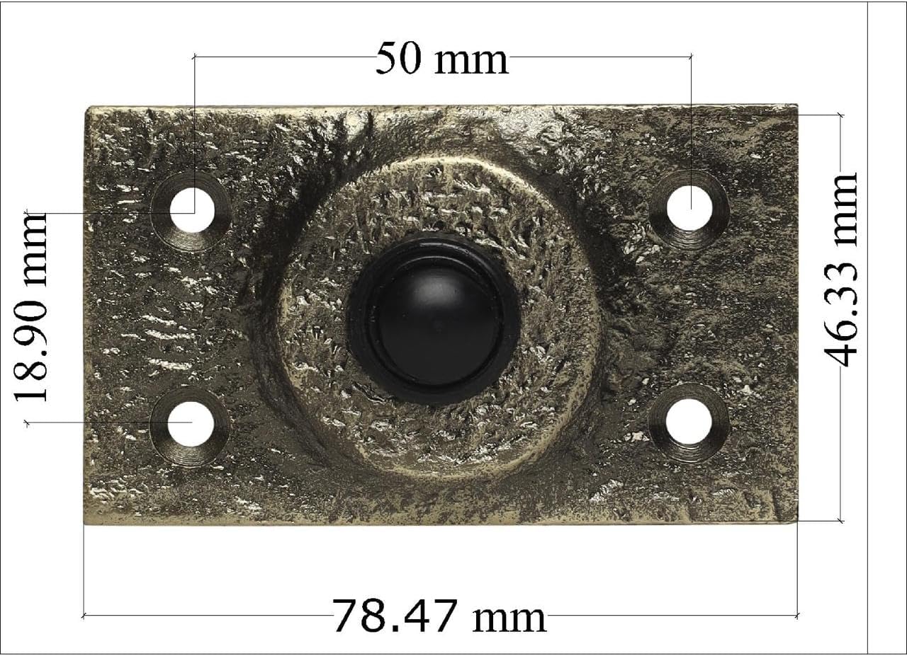 Skandh Iron Doorbell Chime Push Button Antique Brass Vintage Decorative Door Bell with Easy Installation 3" X 1.07" Inch