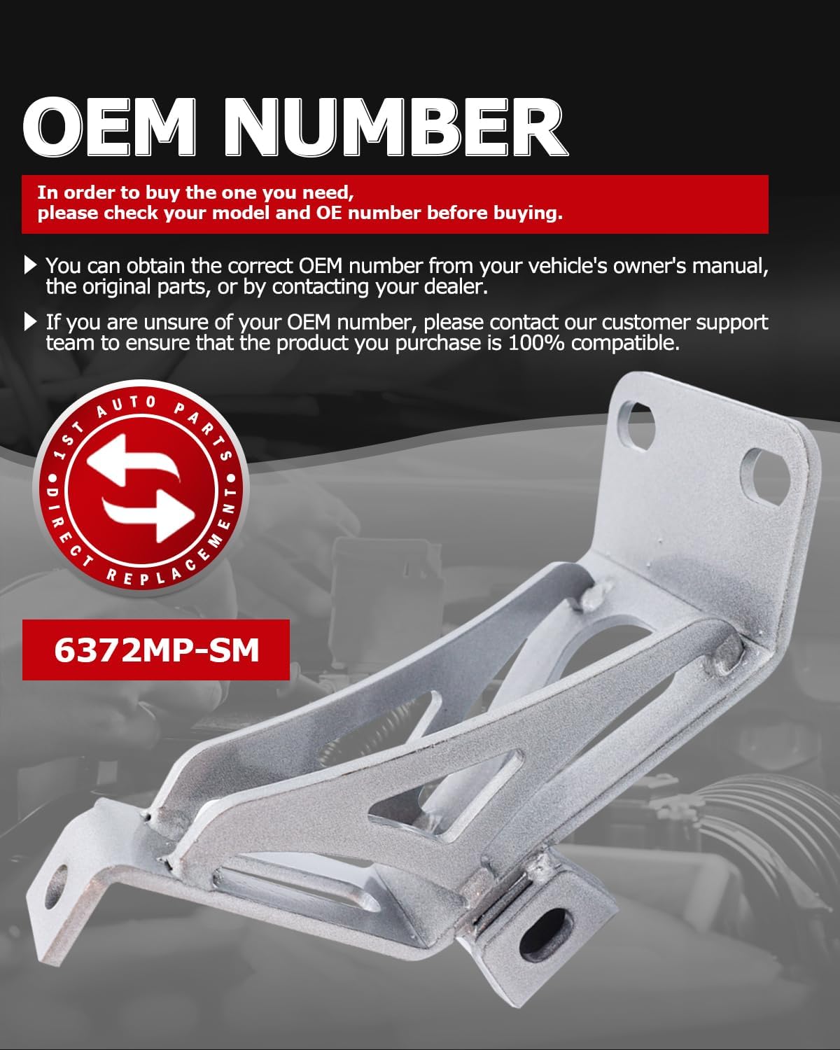 1ST Engine Motor Metal Mount Brackets 6372MP-SM for Chevy C10 for GMC Truck Small Block V8 1963-1972 Replaces OE: 6372MPSM