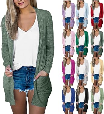 Cardigan Sweaters for Women Trendy 2025 Long Sleeve V Neck Open Front Duster Cardigans Lightweight Fall Comfy Kimono
