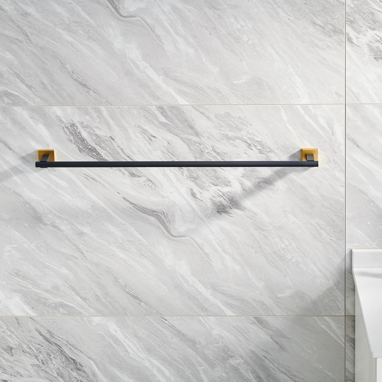 Miyili Bath Towel Bar 30-Inch Stainless Steel Hand Towel Rack for Bathroom Wall Mount Black & Gold, A02BG75A