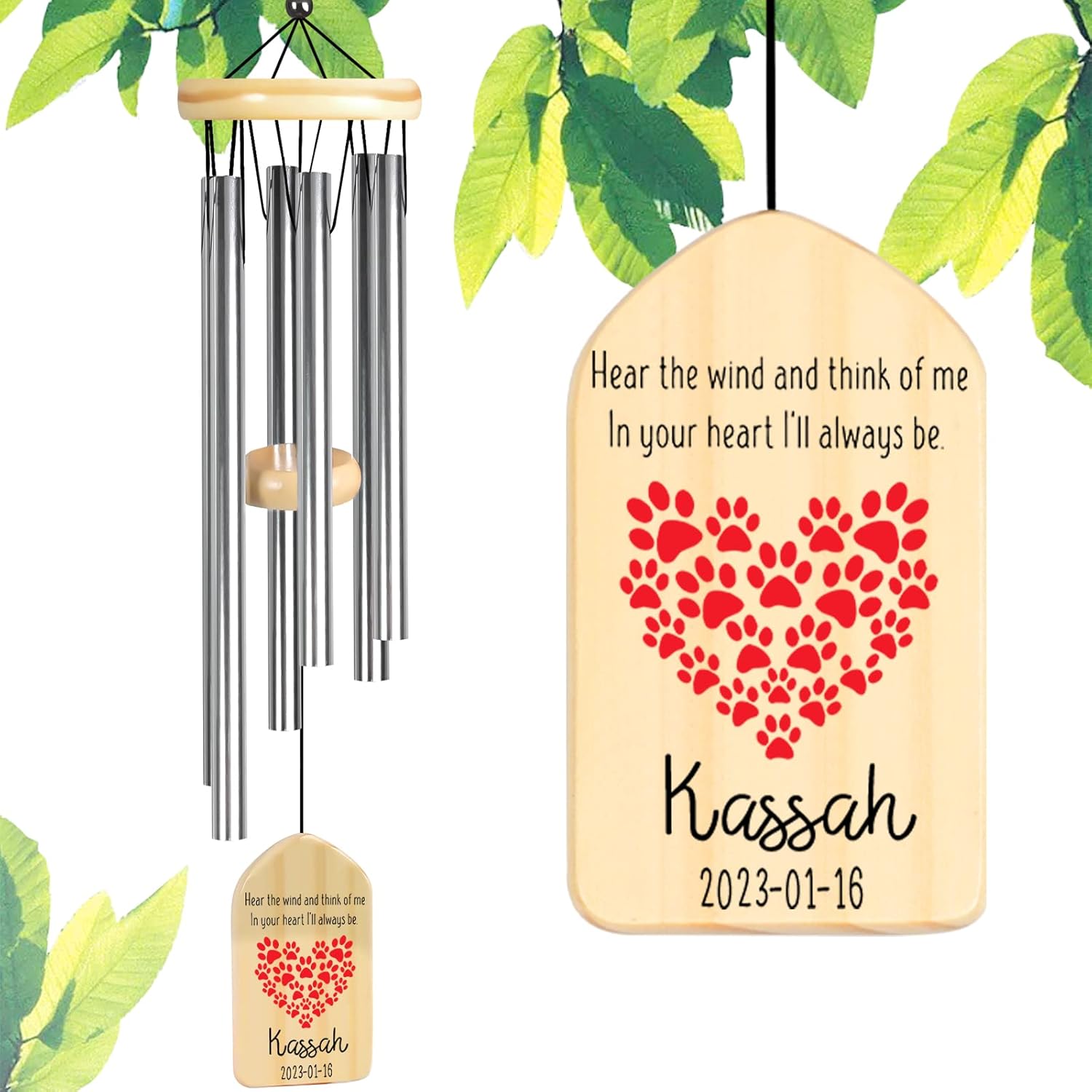 Touber Memorial Wind Chimes for Loss of Cat, Personalized Cat Memorial Gifts, Cat Passing Away Gifts, Pet Remembrance Gift Cat, Cat Loss Sympathy Gift